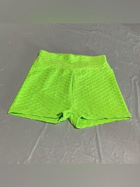 love J Neon Green Textured High-Waist Bike Shorts 1012